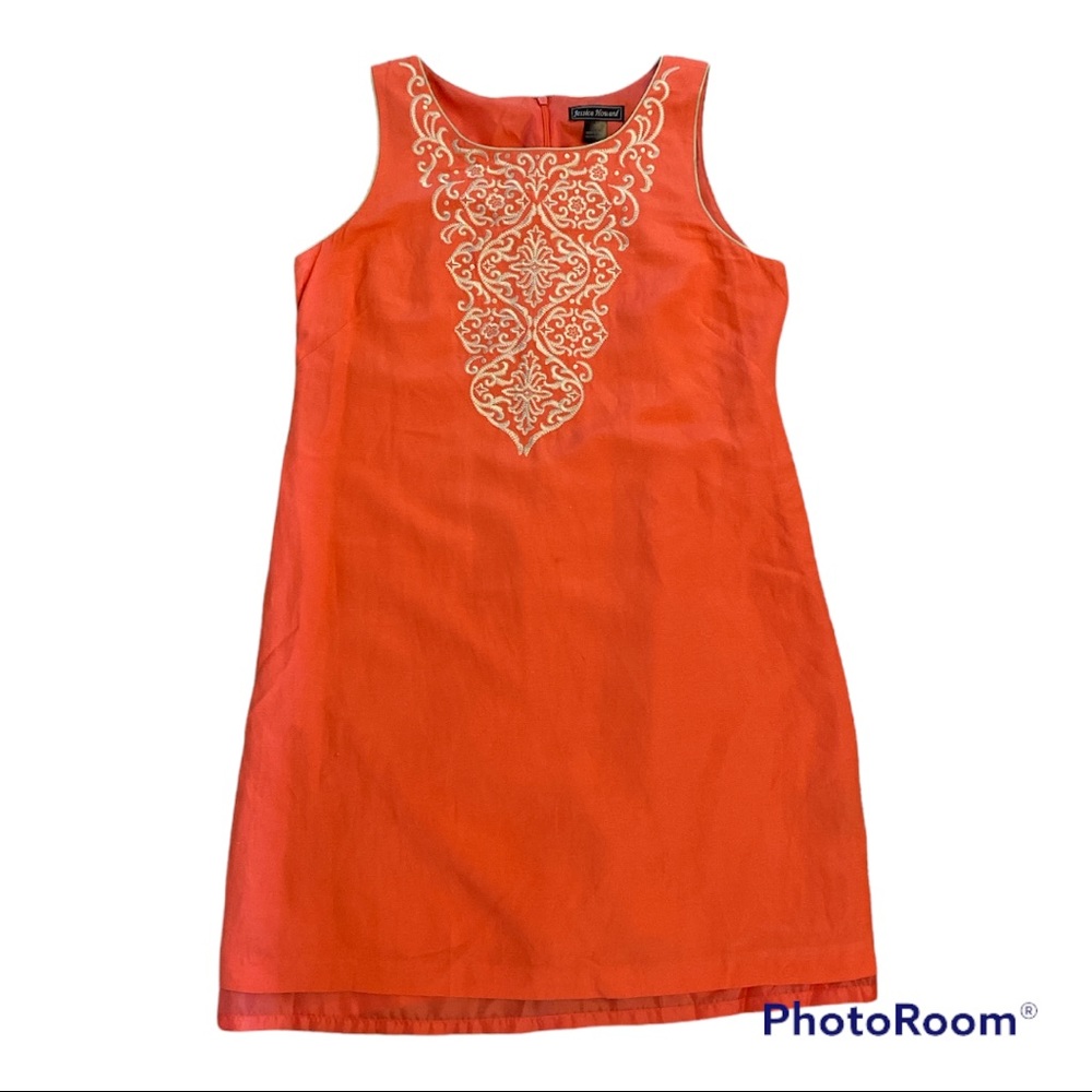 Jessica Howard Coral Embroidered Tank Dress